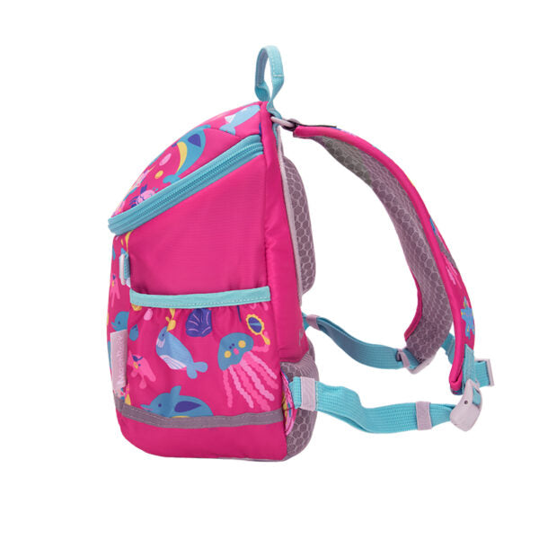MoonRock Children's Antimicrobial Spine Protection Backpack - Ocean Party - Pink (S)