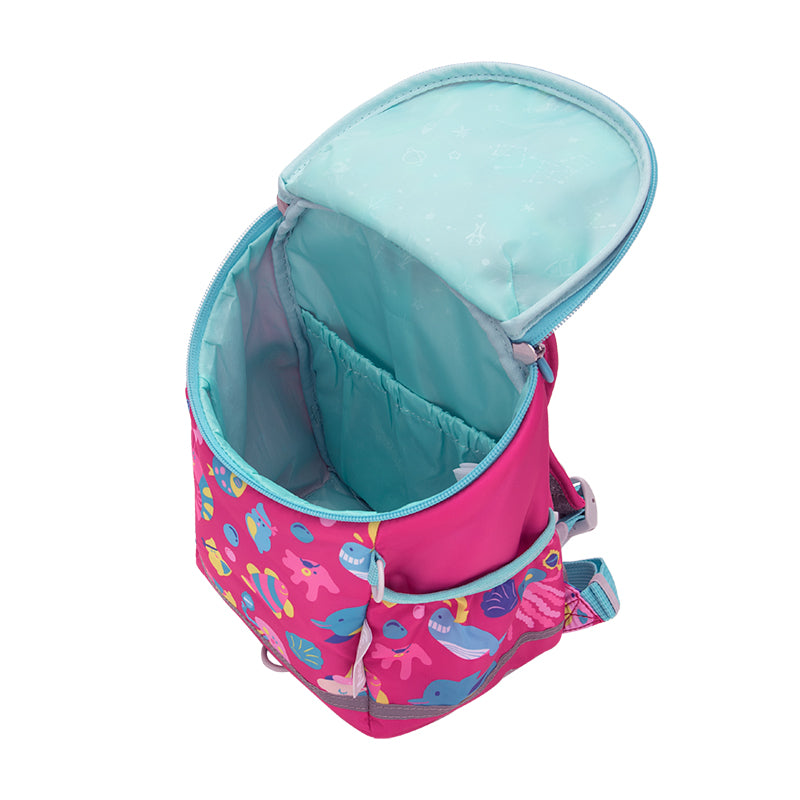 MoonRock Children's Antimicrobial Spine Protection Backpack - Ocean Party - Pink (S)