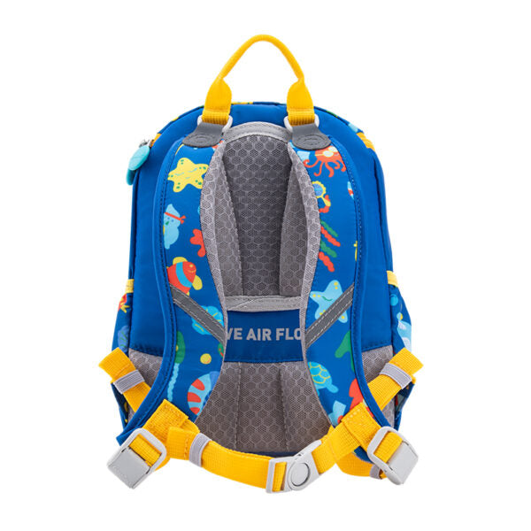 MoonRock Children's Antimicrobial Spine Protection Backpack - Ocean Party - Blue (S)