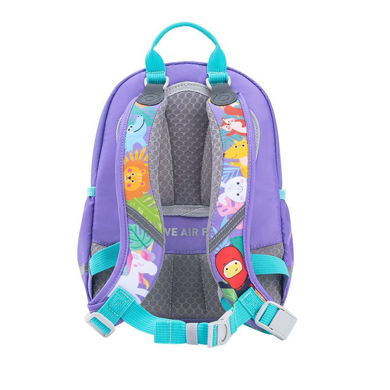 MoonRock Children's Antimicrobial Spine Protection Backpack - Forest Sports Meet - Light Purple (S)