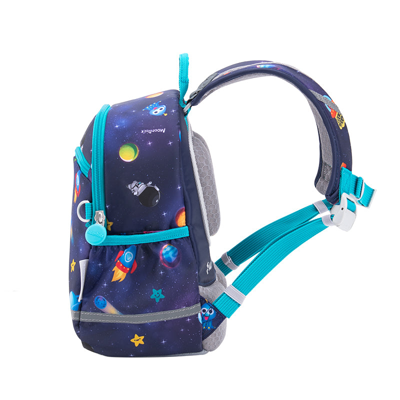 MoonRock Children's Antimicrobial Spine Protection Backpack - Moon Exploration - Deep Blue (S)