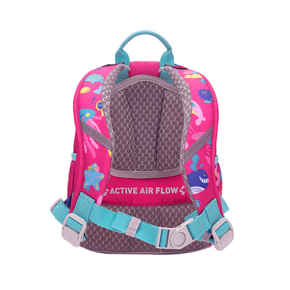 MoonRock Children's Antimicrobial Spine Protection Backpack - Ocean Party - Pink (S)
