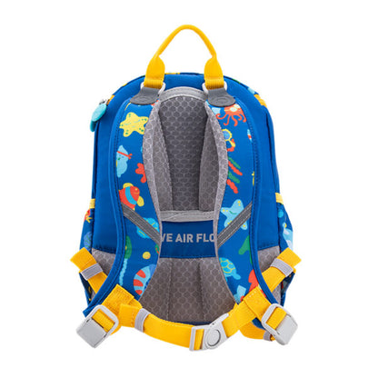 MoonRock Children's Antimicrobial Spine Protection Backpack - Ocean Party - Blue (S)