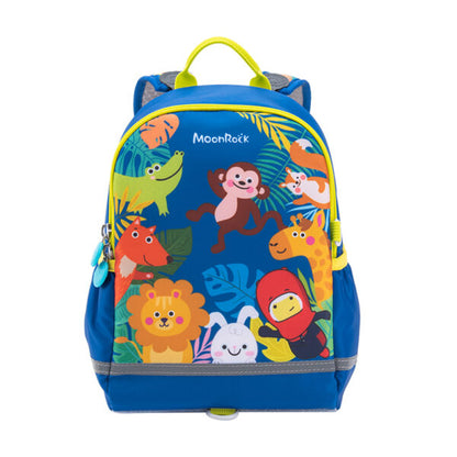 MoonRock Children's Antimicrobial Spine Protection Backpack - Forest Sports Meet - Blue (S)