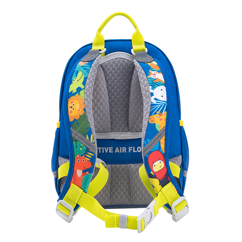 MoonRock Children's Antimicrobial Spine Protection Backpack - Forest Sports Meet - Blue (S)