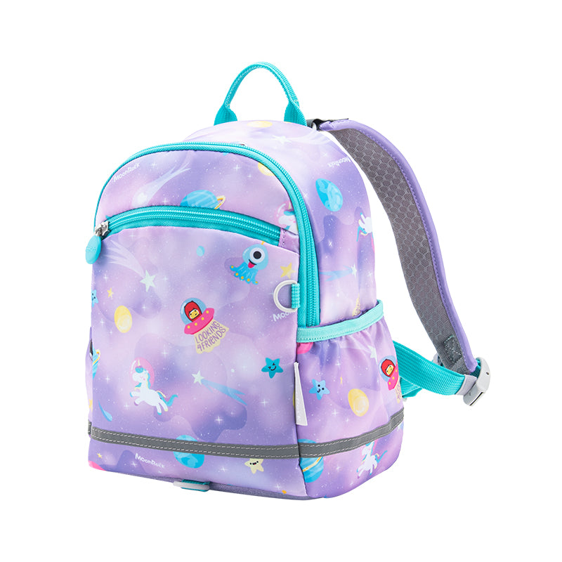 MoonRock Children's Antimicrobial Spine Protection Backpack - Moon Exploration - Light Purple (S)