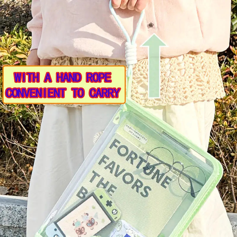 Portable Zipper File Bag with Handle – Large Capacity