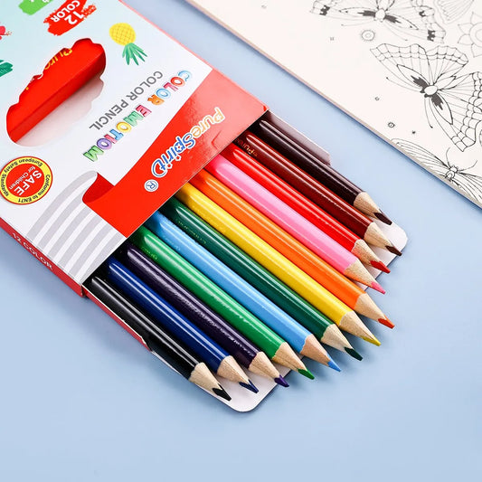 12 Colors Mini Pencil Set Short Pre-Sharpened for Kids