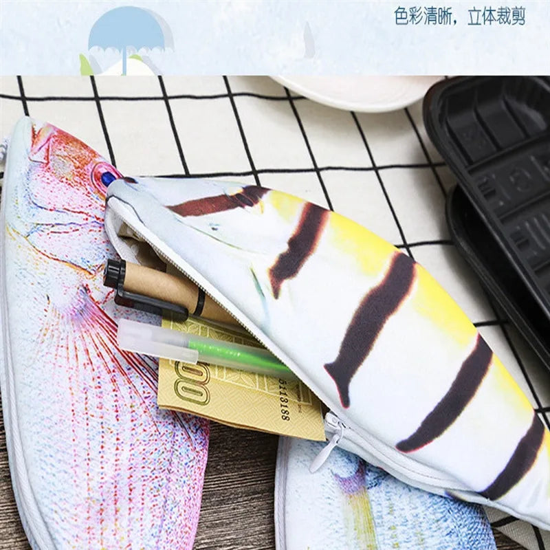Cute Fish Pencil Case Kawaii Cartoon Zipper Pen Bag