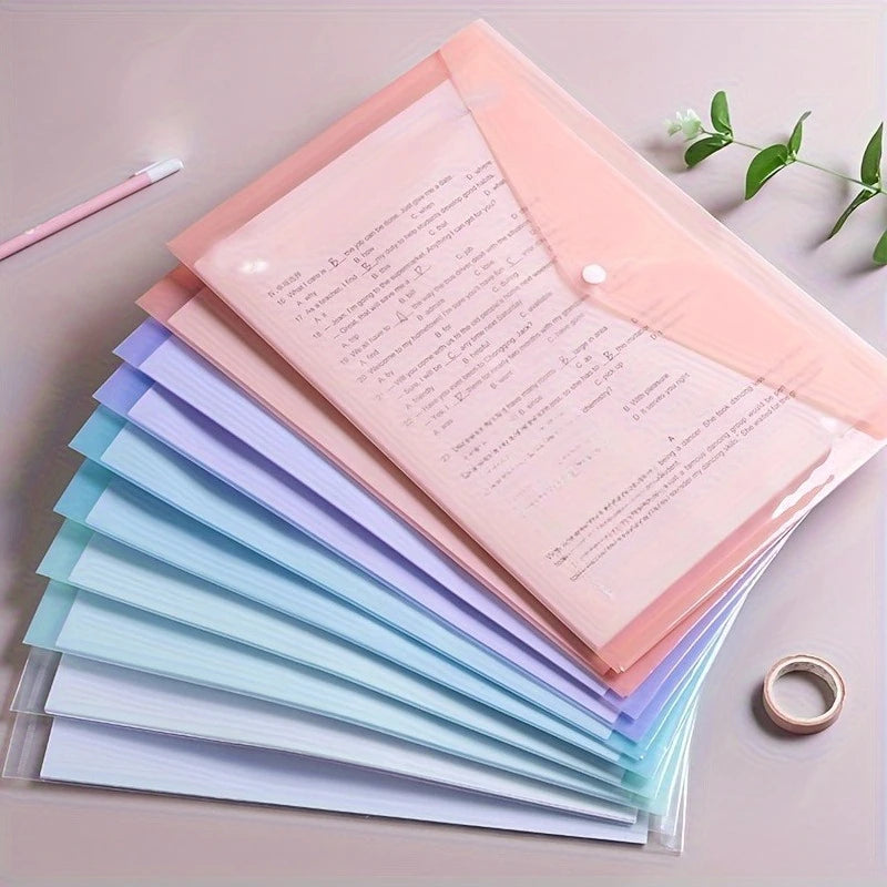 10 Pcs A4 Transparent Plastic File Folders – Waterproof Organizer