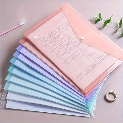 10 Pcs A4 Transparent Plastic File Folders – Waterproof Organizer
