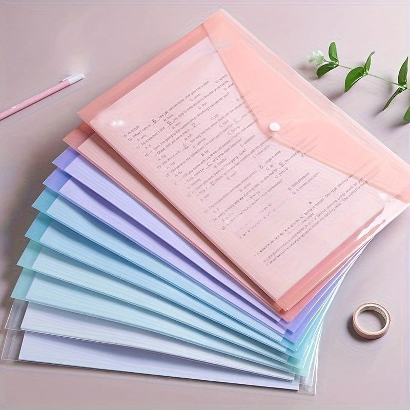 10 Pcs A4 Transparent Plastic File Folders – Waterproof Organizer